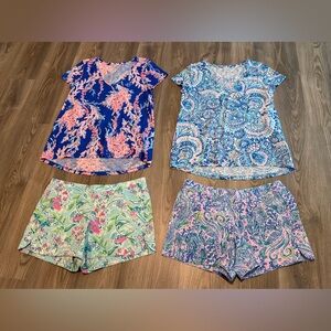 Lilly Pulitzer lot
Of 4 size Small V Neck T Shirt size Medium Pull On Shorts